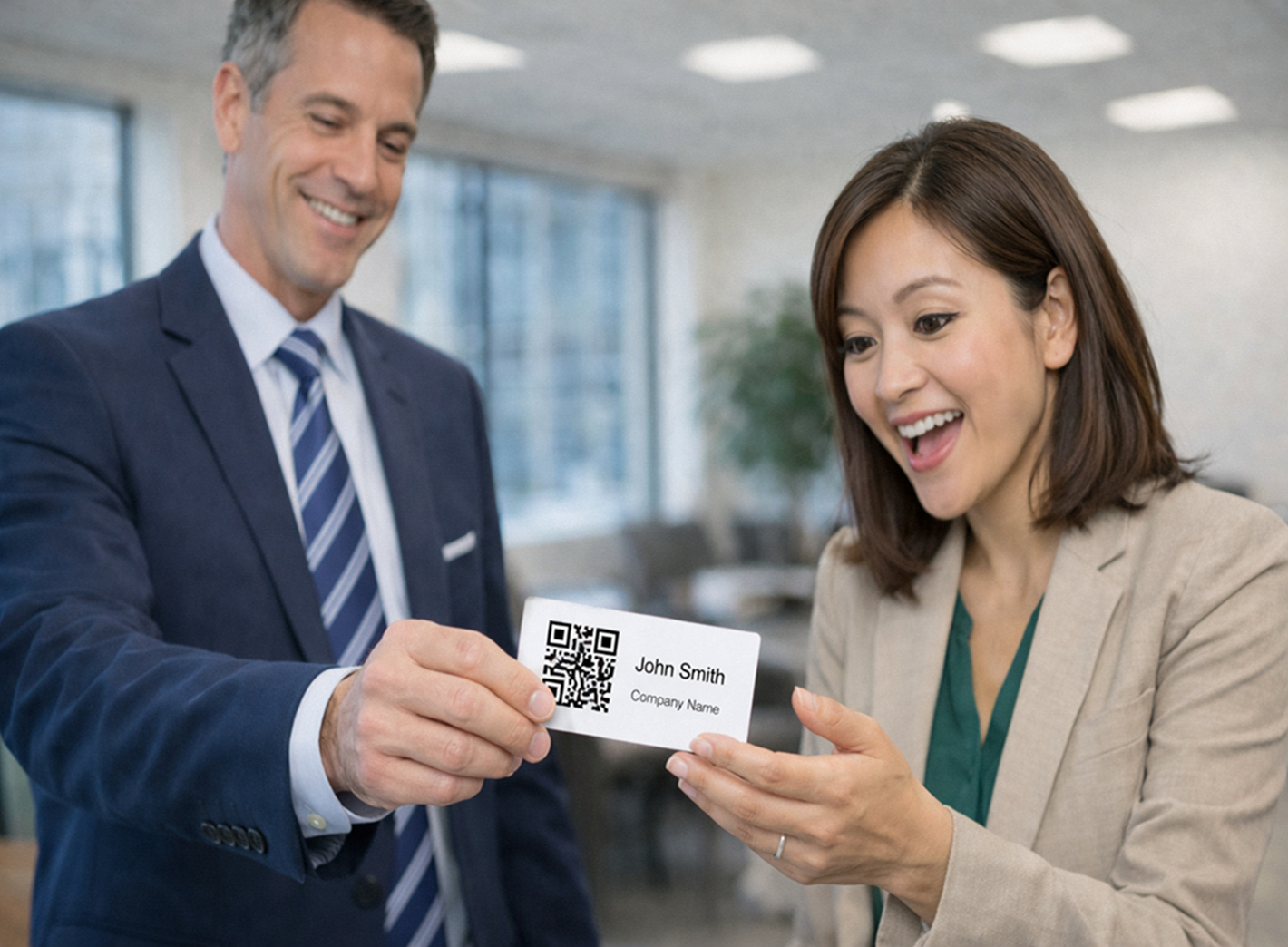 QR код върху визитка